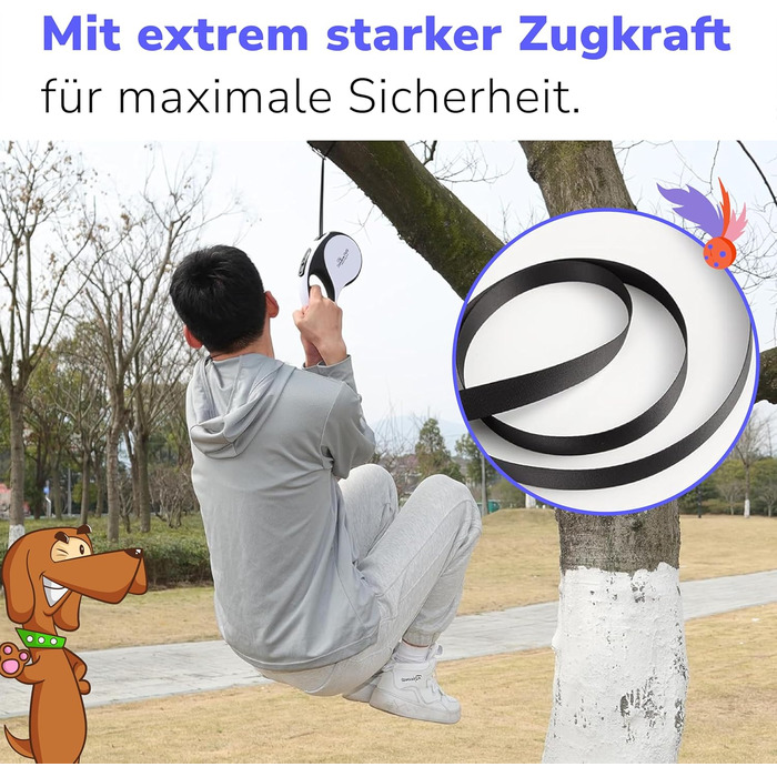 Рулетка для собак Zenova Pets 5м з тримачем для відходів, нейлоновий поводок 360°, антиковзний руків'я та кнопка швидкого гальмування. Підходить для собак великих, середніх та малих порід до 30 кг