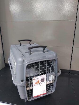 Клітка-переноска для собак Flamingo Lanta – темно-сіра, розмір L (56 × 80 × 59,5 см) | Безпечна, практична та комфортна переноска для вашого собаки