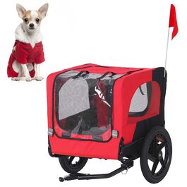 Дитяча коляска для собак DlandHome, складна, з колесами, світловідбивачами, червона, до 40 кг