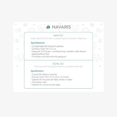 Набір мисок для котів та собак Navaris - миска для котів та собак з кераміки, набір - миска для корму, миска для води, миється в посудомийній машині (Style 2)