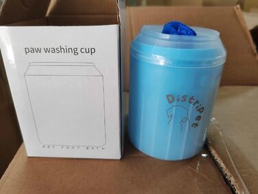 Очисник для лап собак, силіконовий, портативний, знімний, з мікрофібровим рушником, блакитний