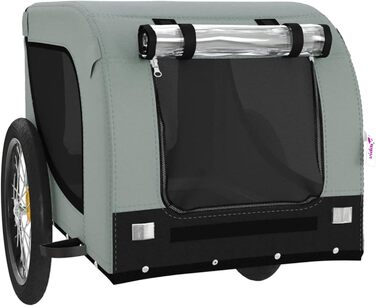 Фасба Причіп для собак, велосипедний причіп для тварин, причіп для собак з відбивачами та прапорцем, причіп для котів та домашніх тварин, сірий та чорний, оксфордська тканина та метал