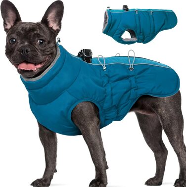 Водонепроникна куртка для собак на зиму, тепла флісова куртка для середніх собак, захист від бруду, для далматинців, зелено-блакитна, розмір L