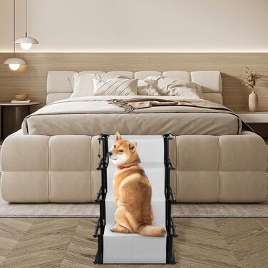 Сходинки для собак - 4 сходинки, портативна пандус для автомобіля, дивана або ліжка, неслизька, витримує до 75 кг (світло-сірий)