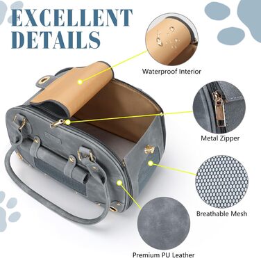 Сумка-переноска для собак та котів PetsHome, преміум-якість, сіра, водонепроникна, складна, 38 x 20 x 25 см
