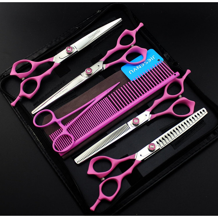 Набір професійних ножиць для грумінгу собак JIESENYU: 7 дюймів, прямі та витончені леза, 4 шт.