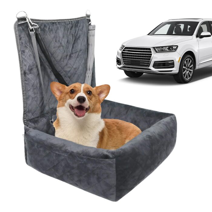 Автокрісло для цуценят та собак | Складане автоліжко | Зручне та безпечне перевезення тварин | Сіре