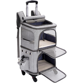 Переноска для котів та собак, XL, сіра. Зручна переноска з колесами, розкладна, до 12 кг