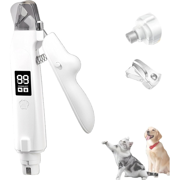 Yagerod Lichtschere Pro: професійна LED-ножиця для грумінгу котів та собак, 2-в-1, з екраном, тихий мотор, збірник для шерсті (білий)