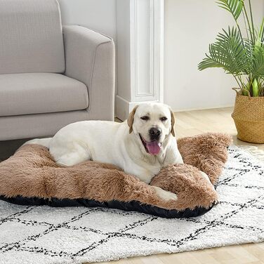 М'яке ліжко для собак квадратне, середнього розміру (94x63 см), кольору верблюжий. Ліжко для домашніх тварин, зручне, тепле, миється. Підходить для собак та котів.