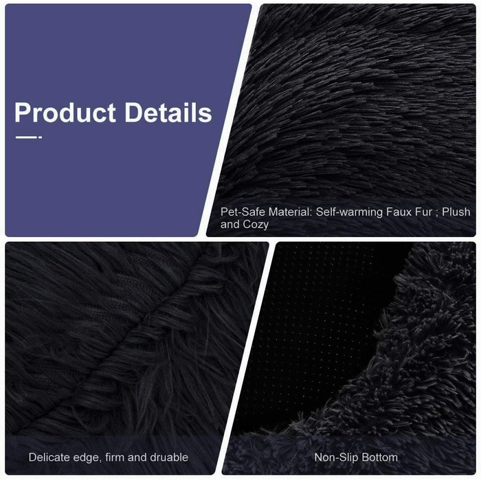 Кругле ліжко для собак та котів Donut, 40 см, чорного кольору. Знімний, пральний чохол, 8 кольорів та 9 розмірів на вибір.