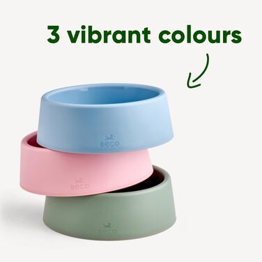 Миска для собак Beco - годівниця та поїлка, стабільна миска з переробленого пластику, неслизька гумова основа, Candy Pink, великий розмір L