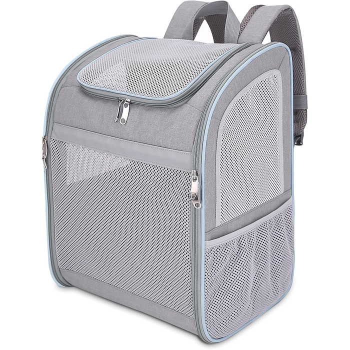 Рюкзак-переноска для собак та котів ALLSOPETS, сірий, з безпечним ременем та світловідбиваючими смугами