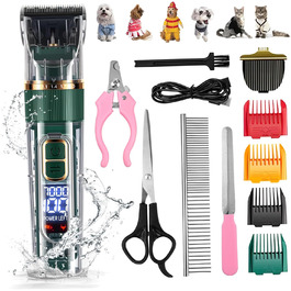 Набір для грумінгу домашніх тварин Kisangel: бездротова машинка для стрижки собак та котів з LCD-дисплеєм, миється, акумуляторна