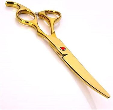 Професійна ножиця для собак, вигнута ножиця, ножиці для грумінгу собак, професійний набір ножиць для собак, прямі та вигнуті ножиці для фінальної обробки (золотий колір, 18 см)