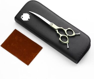 Професійна вигнута ножиця для грумінгу собак 16,5 см, 440C, нержавіюча сталь, легкий алюмінієвий руків'я (вигнута, блакитна)