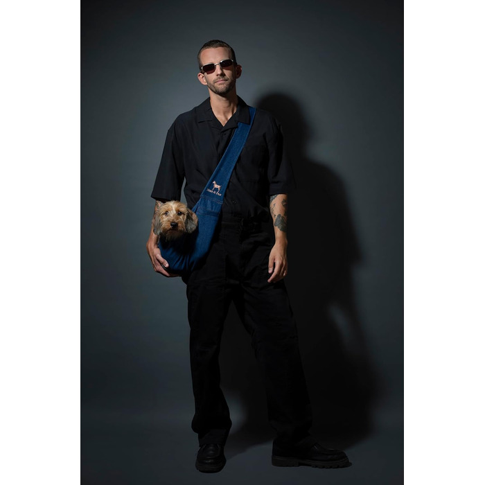 Трасик для собак Noah & Paw: переноска для маленьких собак до 10 кг з регульованим ремінцем та м'яким хутром. Двошагова система безпеки, переноска для тварин з преміум деніму