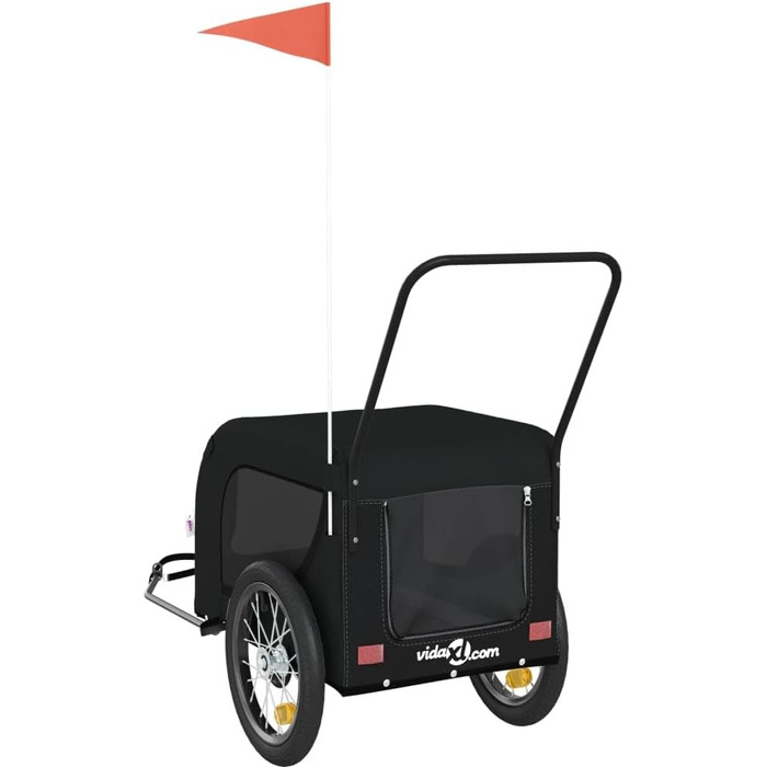 Фургон для собак Fasba: велосипедний причіп для тварин з відбивачами та прапорцем, чорний, 125 x 63 x 66 см