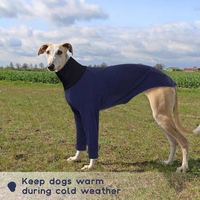 Теплий плед для породистих собак: Віппет, Грейхаунд, інші породи. Плед-піжама, темно-синій, розмір S
