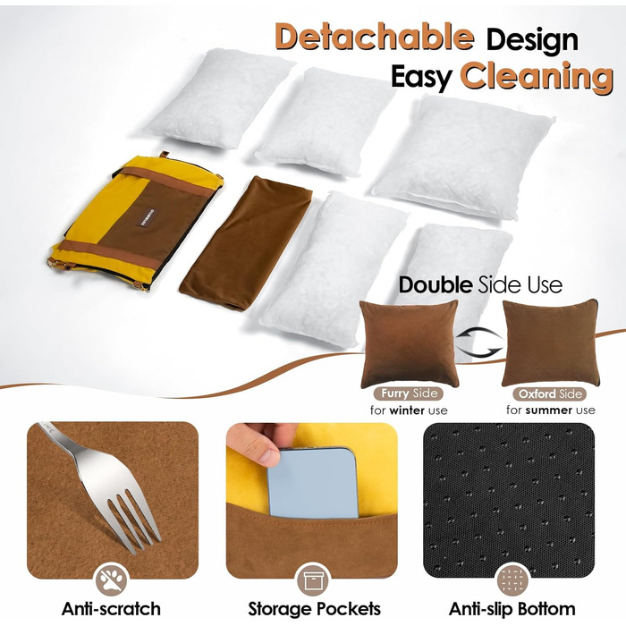 Автомобільний лежак для собак, до 15 кг, з висувним лежанком, знімний, з кишенями, з ременями безпеки (зелений)