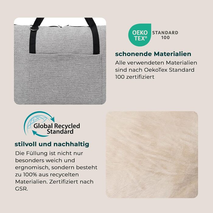 Ортопедичне лежанка для собак – подорожі, OekoTex та GSR сертифікат (M, кремовий)