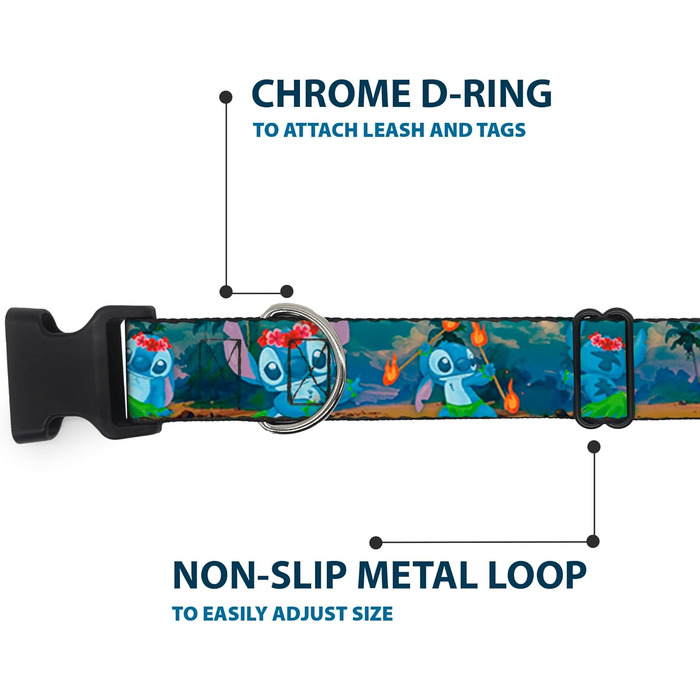 Нашийник Buckle-Down з пластиковим кліпом Stitch Hula Dance, ширина 1/2 дюйма, підходить для шиї 8-12 дюймів, середній розмір