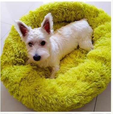 М'яке ліжко-софа для собак Deluxe, круглої форми, з плюшу, для великих та екстра-великих собак, водонепроникне дно, зелений (80 см)