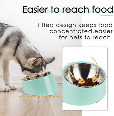 Нахилена годівниця для собак та котів SuperDesign 15°, зелений меламін, 600 мл