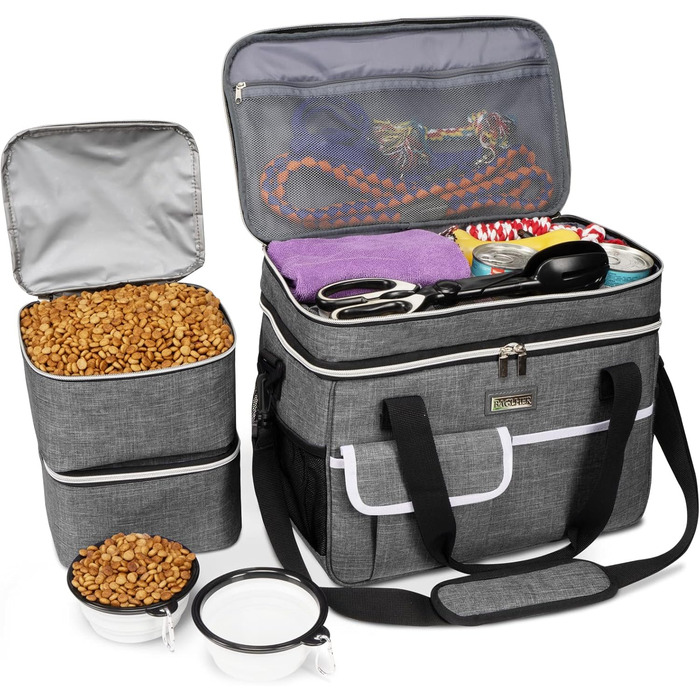 Сумка-переноска для тварин BAGLHER, сіра, двошарова, для собак та котів, велика місткість, для подорожей