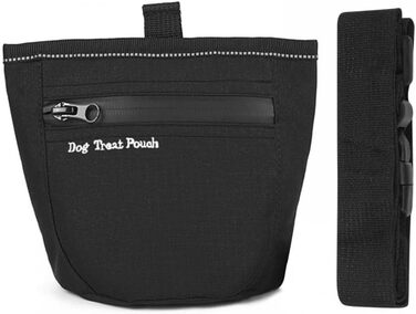 Сумка для ласощів для собак DONGKER з магнітним закриттям, поясна сумка для ласощів для тренувань та виховання цуценят, швидке винагородження, чорна