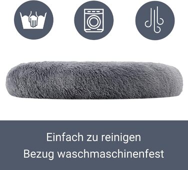 Кругле лежанка для собак та котів Juskys Monty 3XL, 120 см, сірий колір, м'яка, антиковзаюча, знімний чохол