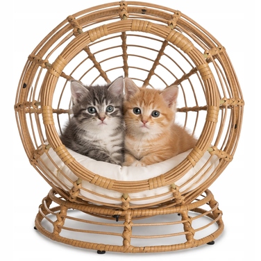 Лежанка для котів та собак PET HOUSE: кругла плетена будка з подушкою