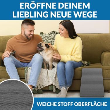 Сходинка для собак Nuraya: 3 сходинки, 40 см, з антиковзким покриттям. Підходить для маленьких собак та котів. Зручна для доступу до диванів та ліжок. Легко миється.