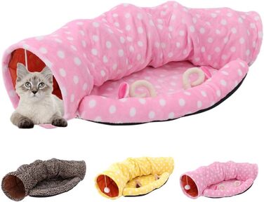 Тунель-ліжко для котів Tubayia, іграшка-тунель для котів, рожевий