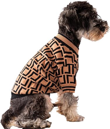 Теплий зимовий пуловер Olsa Argyle для собак, теплий халат для маленьких, середніх та великих собак, теплий одяг для цуценят, хлопчиків та дівчаток (Колір: Коричневий, Розмір: S)