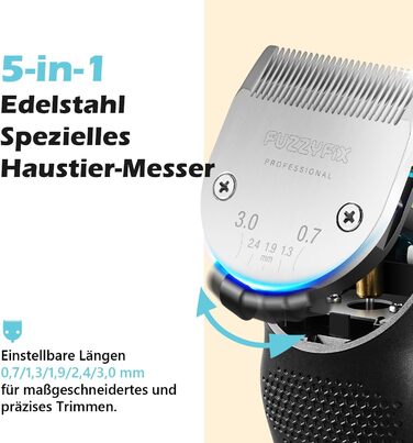 Машинка для стрижки собак Leise з LED-підсвічуванням, 2 швидкості, для догляду за обличчям, вухами, лапами. Блакитна