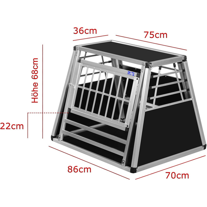 Транспортний бокс Transportbox N36 для собак, алюміній, 70x86x68 см, з аварійним виходом