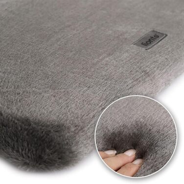 Кішка ліжко для вікна Lionto, м'яке, плюшеве, 35x50 см, для монтажу без свердління, знімний та пральний чохол, до 15 кг, темно-сірий (з написом)