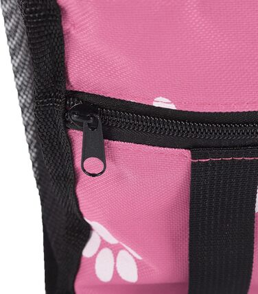 Транспортувальна сумка для тварин з принтом лап, складана переноска для собак з тканини, миється, з ременями безпеки та підпоркою - Комфортна та безпечна для авто та подорожей (Сіра підпорка з лапами, рожева підпорка з лапами)