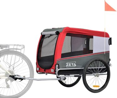 Причіп для собак Papilioshop Zeta – візок для тварин, 3 розміри, для собак, котів та інших домашніх тварин, стабільний, комфортний та практичний (Червоний L)