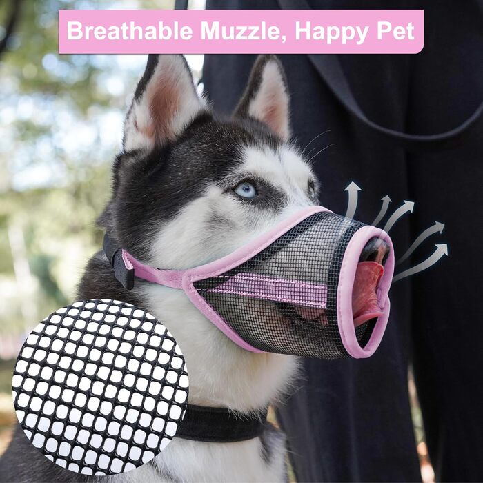 Намордник для собак LUCKYPAW, сітка, великі та середні породи, м'яка насадка, запобігає укусам, пиття, дихання, регульований, для цуценят (XXL, 26,4 см)