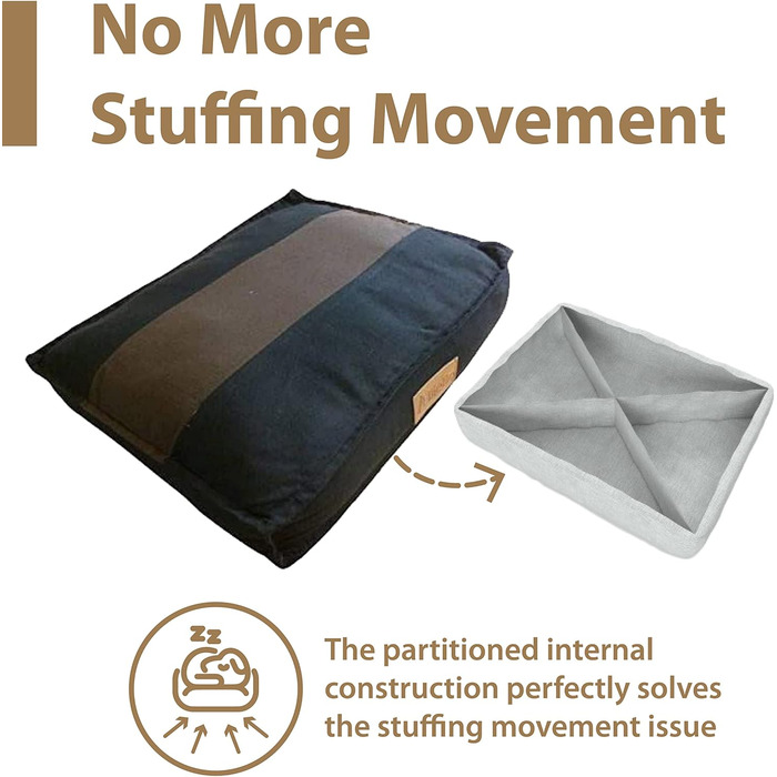 Ліжко для собак Ellie-Bo середнього розміру 71 x 48 x 10 см, смугастий дизайн чорного та коричневого кольорів, підходить для клітки 76,2 см