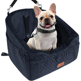 Автокрісло для собак маленьких порід, чорне. Знімне, миється, з підстаканниками та ременем безпеки. До 11,3 кг