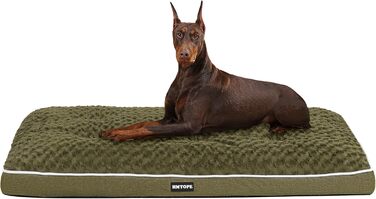 Ортопедичний лежак для собак, двоярусний килимок для собак, зручний лежак для собак, знімний кошик для собак, 90 см для маленьких та середніх собак (120 x 74 x 12 см, оливковий)