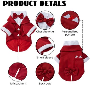 Костюм Smoking для собак Norbi, розмір M, червоний. Ідеальний для вечірок, свят та фотосесій. Комплект з краваткою.