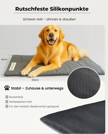 Водонепроникний килимок для собак EpicRove 110x68 см – неслизький, миючий, для подорожей, авто, кімнат для собак та котів (сірий)