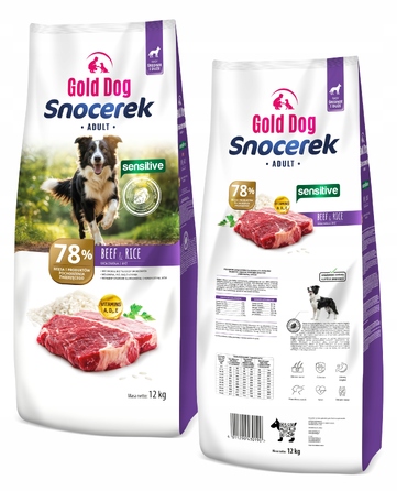 Корм для німецьких вівчарок Gold Dog Snocerek Sensitive 12кг, яловичина та рис 28/16 MONO