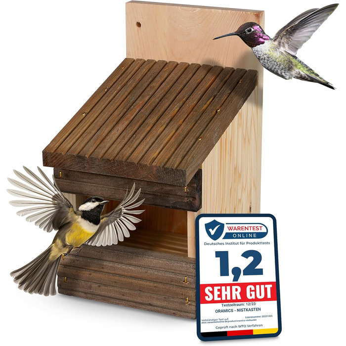 Два навісні будиночки для птахів Oramics - годівничка для диких та садових птахів, вологостійка, для саду, балкону та тераси