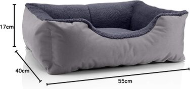 Ліжко для собак BedDog Teddy: м'яке, зручне, знімний чохол, сіре, розмір S, 50 x 35 x 17 см