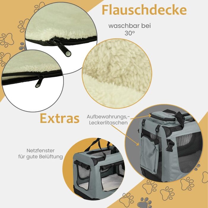 Складана переносна переносна сумка-переноска для собак та котів Petigi (Сірий, L 70x52x51 см)